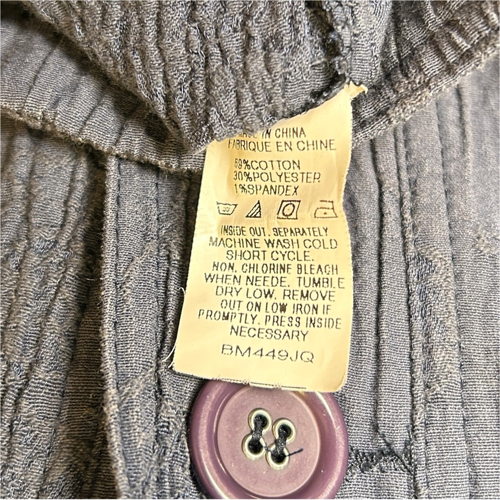 Piccadilly Vintage Navy Blue Lagenlook Crinkle Texture Jacket With Grommets Sz 6 - Picture 6 of 8